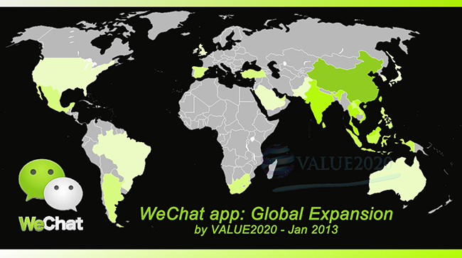 「WeChat（微信）」利用者世界分布図